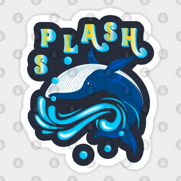 BLUE WHALE SPLASH Sticker by Dot68Dreamz